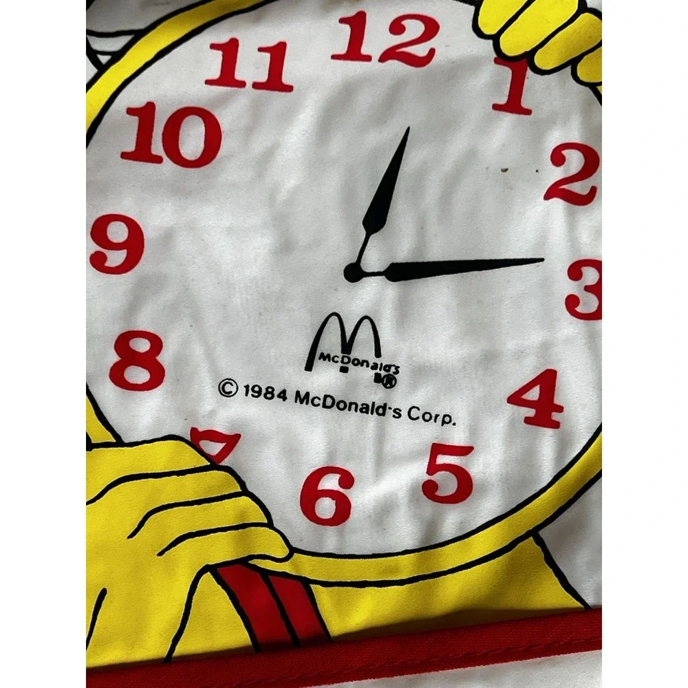 VTG 1984 McDonalds Ronald McDonald Time To Eat Baby Bib Vinyl Terry Cloth‎ 13x11